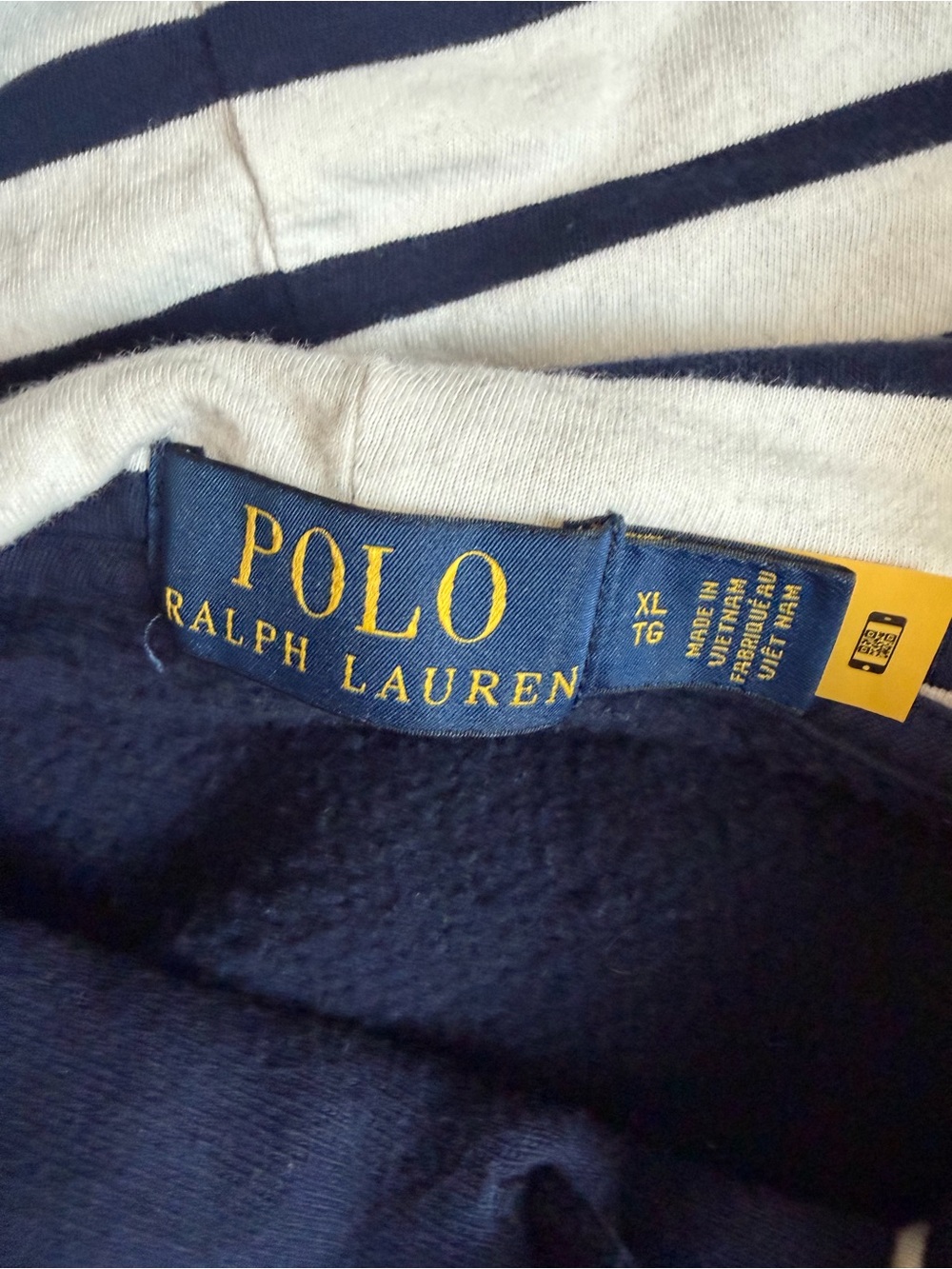 Ralph Lauren Navy Hoodie with Red & White Logo - Picture 2 of 2